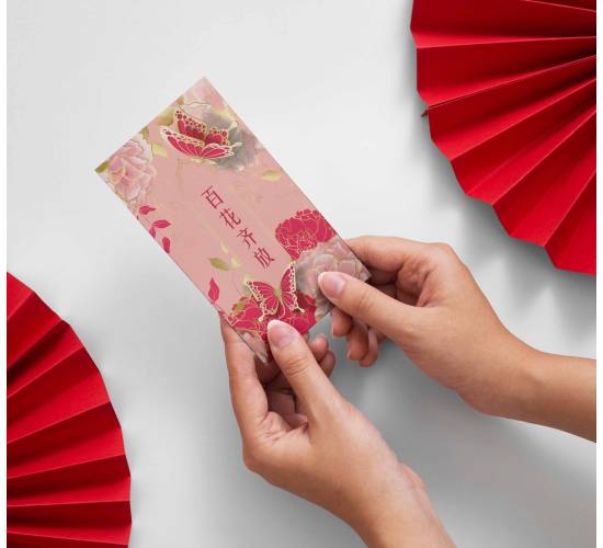 Chinese New Year Red Packet – Floral Metallic (Set of 6 or 8pcs)
