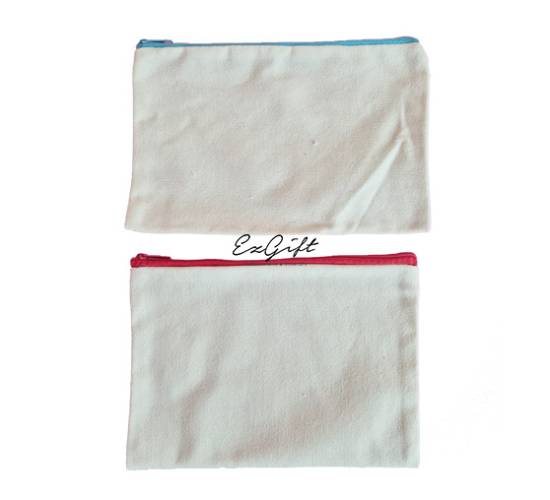 Canvas Zip Pouch (Ready Stock no print)