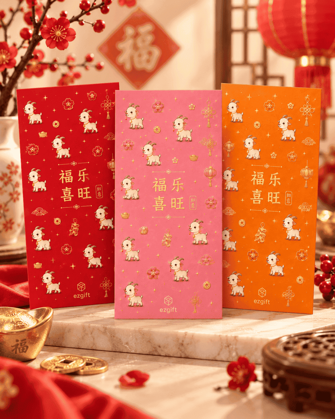 Festive Goat Themed Red Envelopes