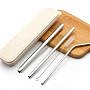 Stainless Steel 3-pc Straw set with brush & box