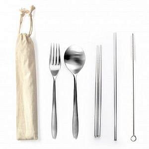 Stainless Steel 5pcs Cutlery set with Straw
